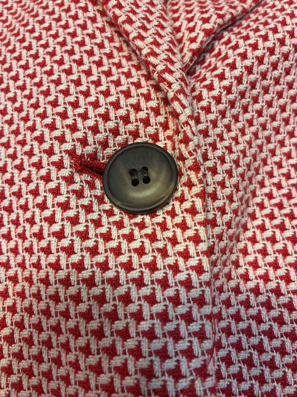 Boden Red and White Textured Houndstooth Single Breasted Blazer Jacket - Picture 5 of 12